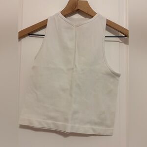 Free People White Racerback Ribbed Tank Top